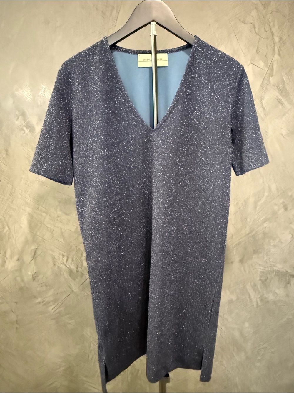 Gliitasi dress By Marlene Birger Navy metalli V-Neck Short-Sleeve size S